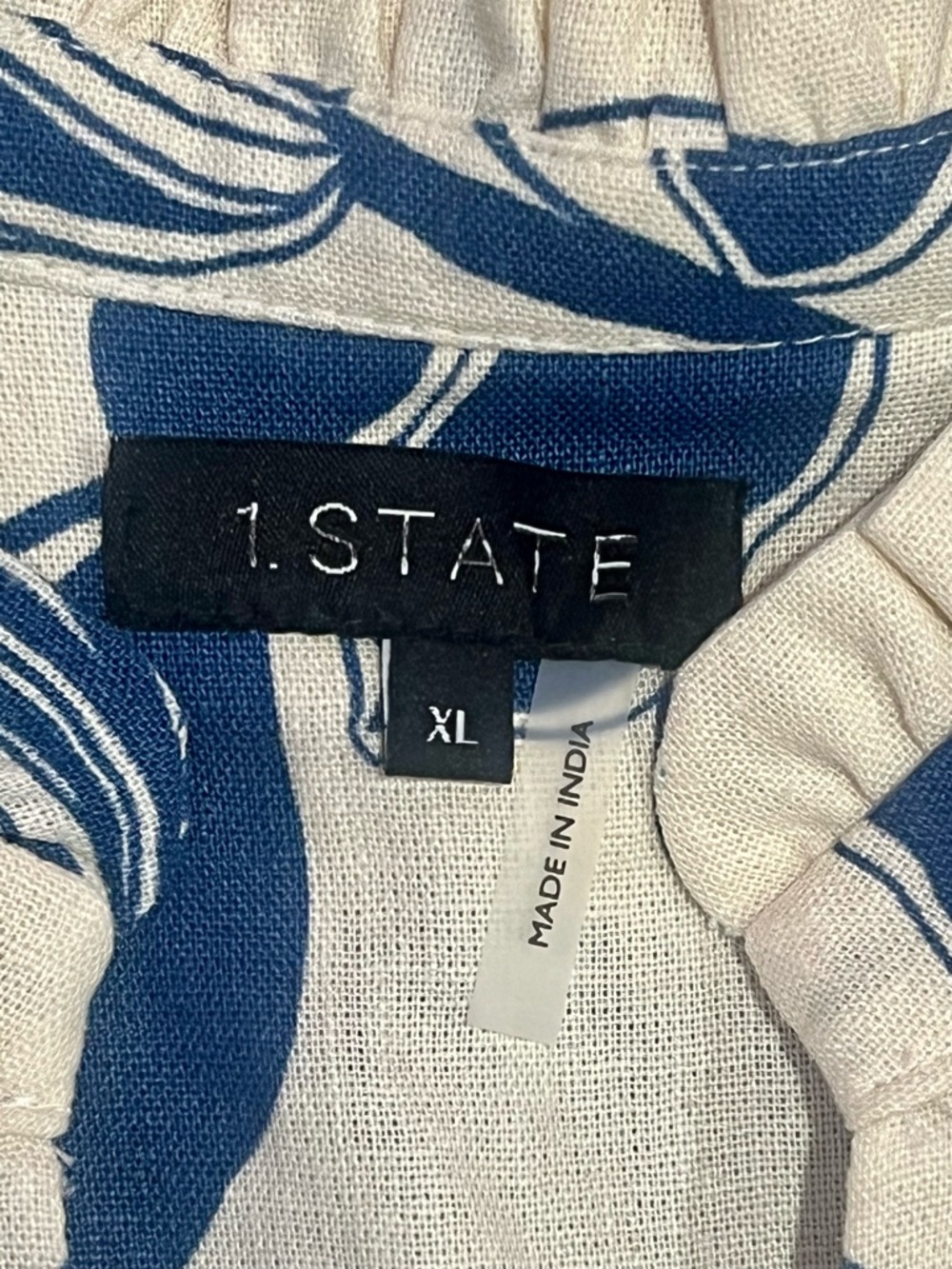 🌿 NWT 1.STATE Linen Blend Tiered Maxi Dress | Blue Floral | XL | Pockets - Picture 4 of 7